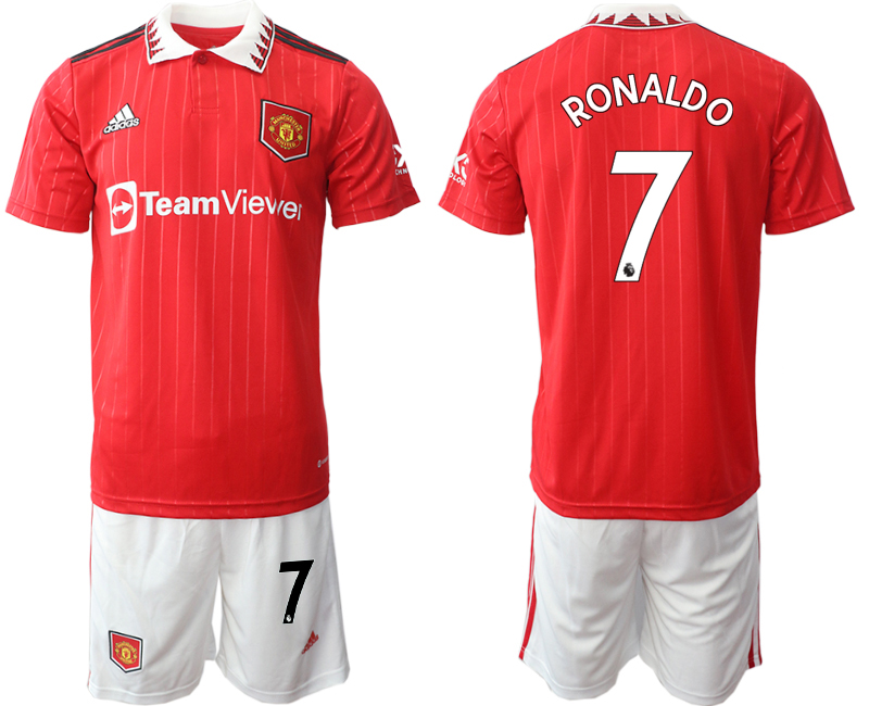 Men 2022-2023 Club Manchester United home Red 7 Adidas Soccer Jerseys